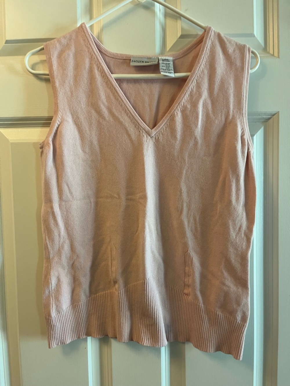 Jaclyn Smith Twin set - Sleeveless V-Neck Tank and 3/4 sleeve sweater Pink